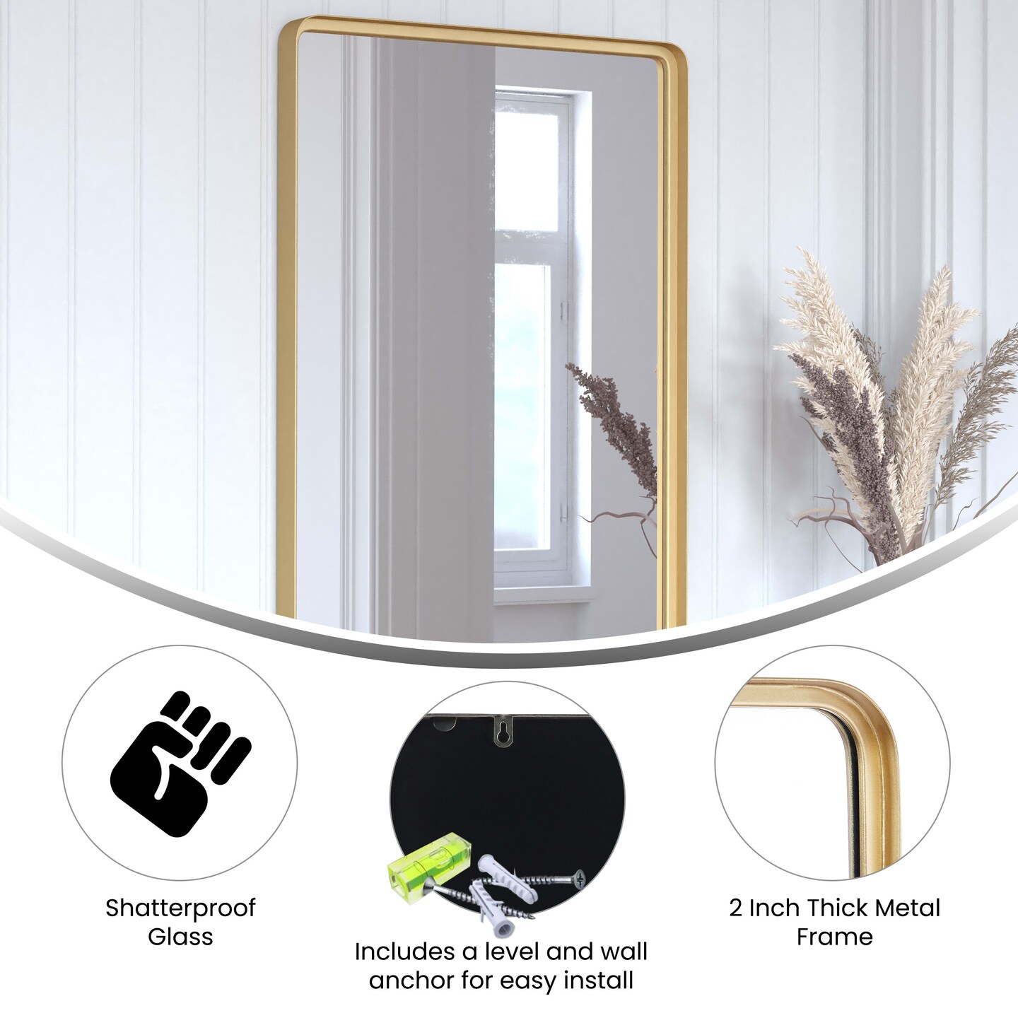 HBCY Creations Rectangle Wall Mirror, Bathroom Mirror with Metal Frame for Living Room, Entry Way, Family Room