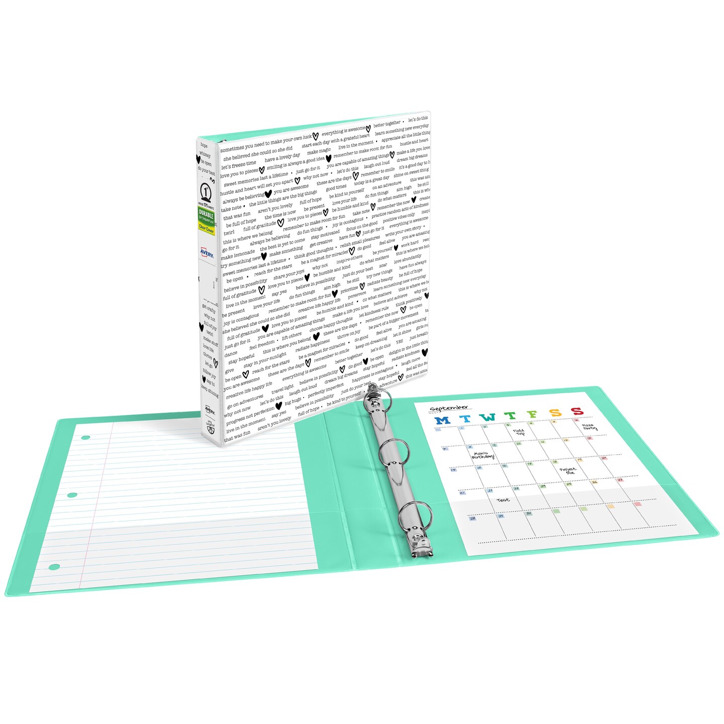 Avery + Amy Tangerine Designer Collection Binder, 1&#x22; Round Rings, 175-Sheet Capacity, Find Inspiration (28321)