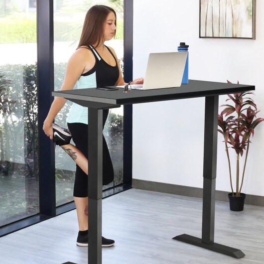 Steel Electric Sit to Stand Height Adjustable Desk Frame with Button Controller and Cable Hole
