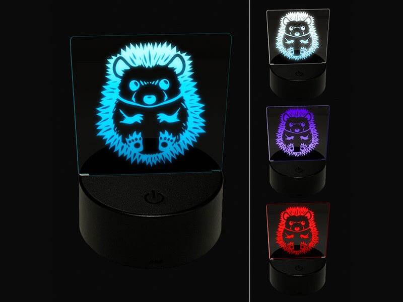 Lovable Hedgehog Curled in a Ball 3D Illusion LED Night Light Sign Nightstand Desk Lamp
