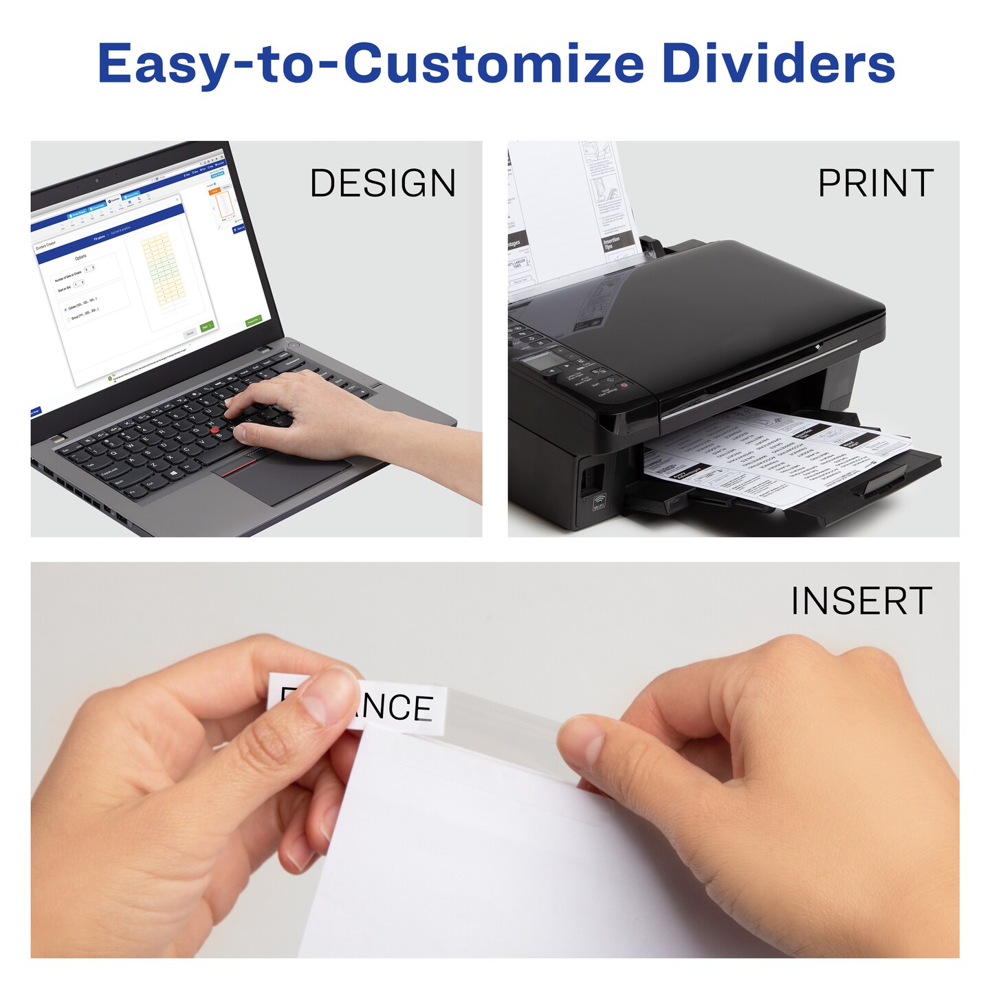 Avery 5 Tab Binder Dividers, White with Insertable Clear Big Tabs, 1 Set Pack, 8 Packs, 8 Sets Total (11122)