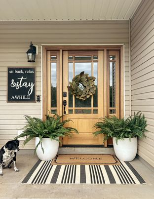 Premium Morgan's Boston Fern Set: 4 Lush 48-inch & 2 Elegant 34-inch Front Door Plants One Set - Perfect Home Decor Accent, Floral Home by Artificial Flowers