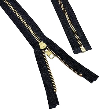 YKK #5 Brass ~ Separating 17&#x22; Medium Weight Jacket Zipper 580 Black (1 Zipper/Pack)