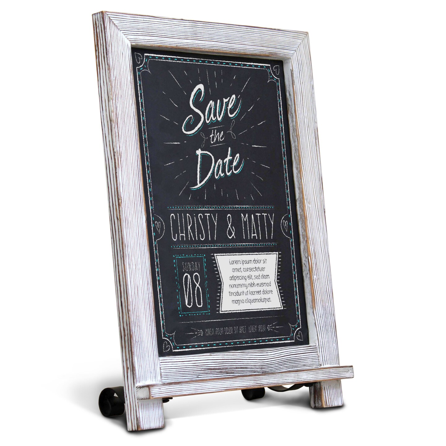 HBCY Creations Hanging or Tabletop Chalkboard with Legs/Wedding Table Sign/Kitchen Countertop Memo Board