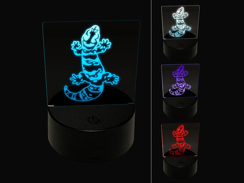 Chubby Leopard Gecko Lizard 3D Illusion LED Night Light Sign Nightstand Desk Lamp