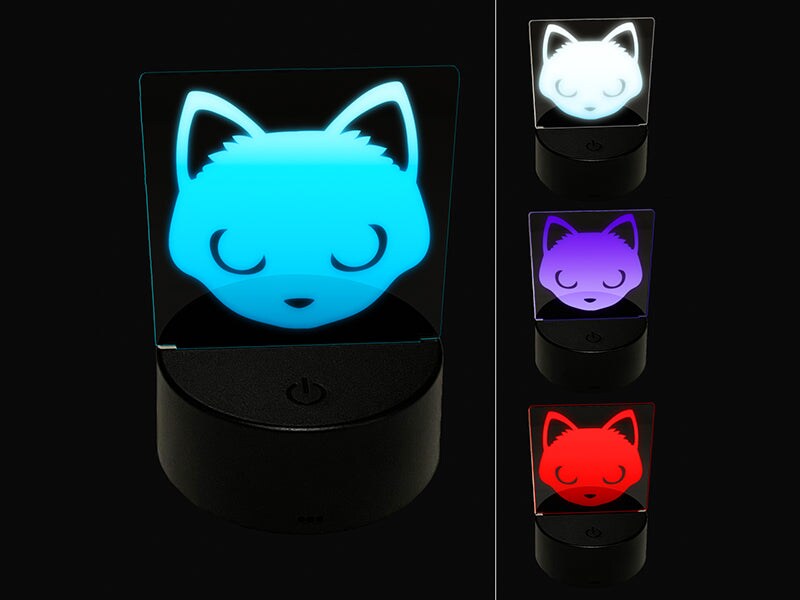 Simple Cat Head Icon 3D Illusion LED Night Light Sign Nightstand Desk Lamp