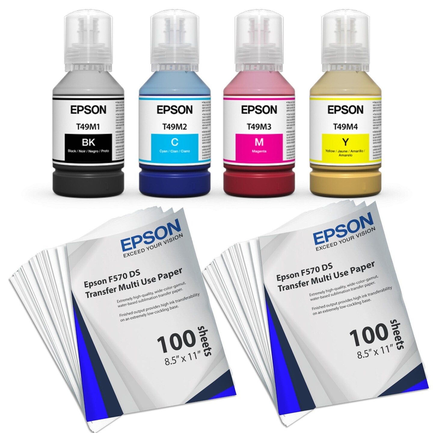 Epson Ink Set For F170 &#x26; F570 - 4 Pack with 200 Sheets of Epson Paper