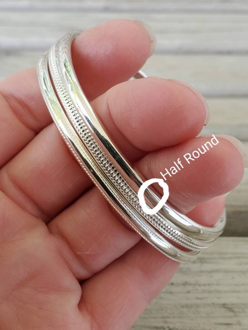 Classic half round store HEAVY sterling silver bangle bracelet