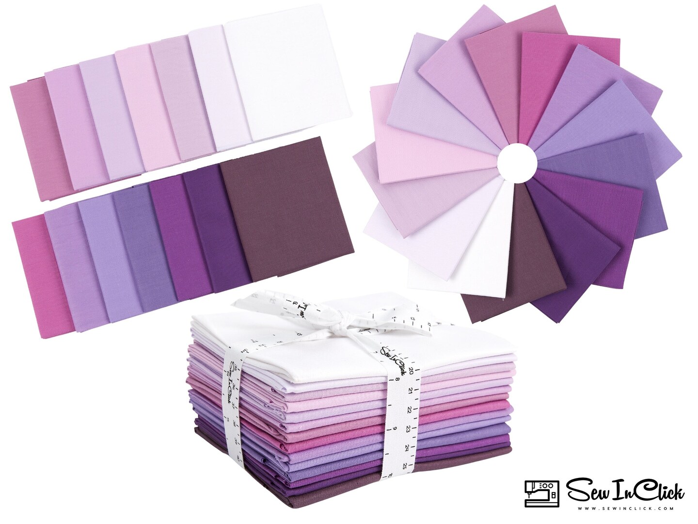 Fat Quarter Bundle -100% Cotton | Pure Solids | Shades of Purple and Magenta l Mix Colors | Quilting &#x26; Crafting Soft Fabric | Special Gift