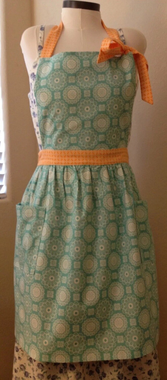 Sherbet Full 2024 Apron - Mint and Orange Fully Lined