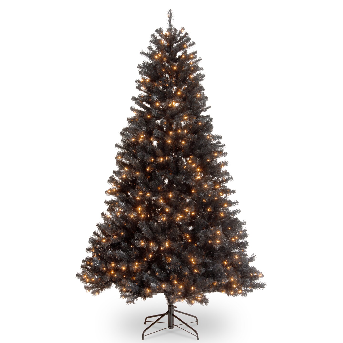 National Tree Company  Pre-Lit Artificial Full Christmas Tree, Black, North Valley Spruce, White Lights, Includes Stand, 6.5 Feet