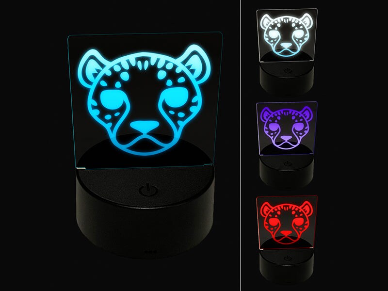 Spotted Cheetah head 3D Illusion LED Night Light Sign Nightstand Desk Lamp