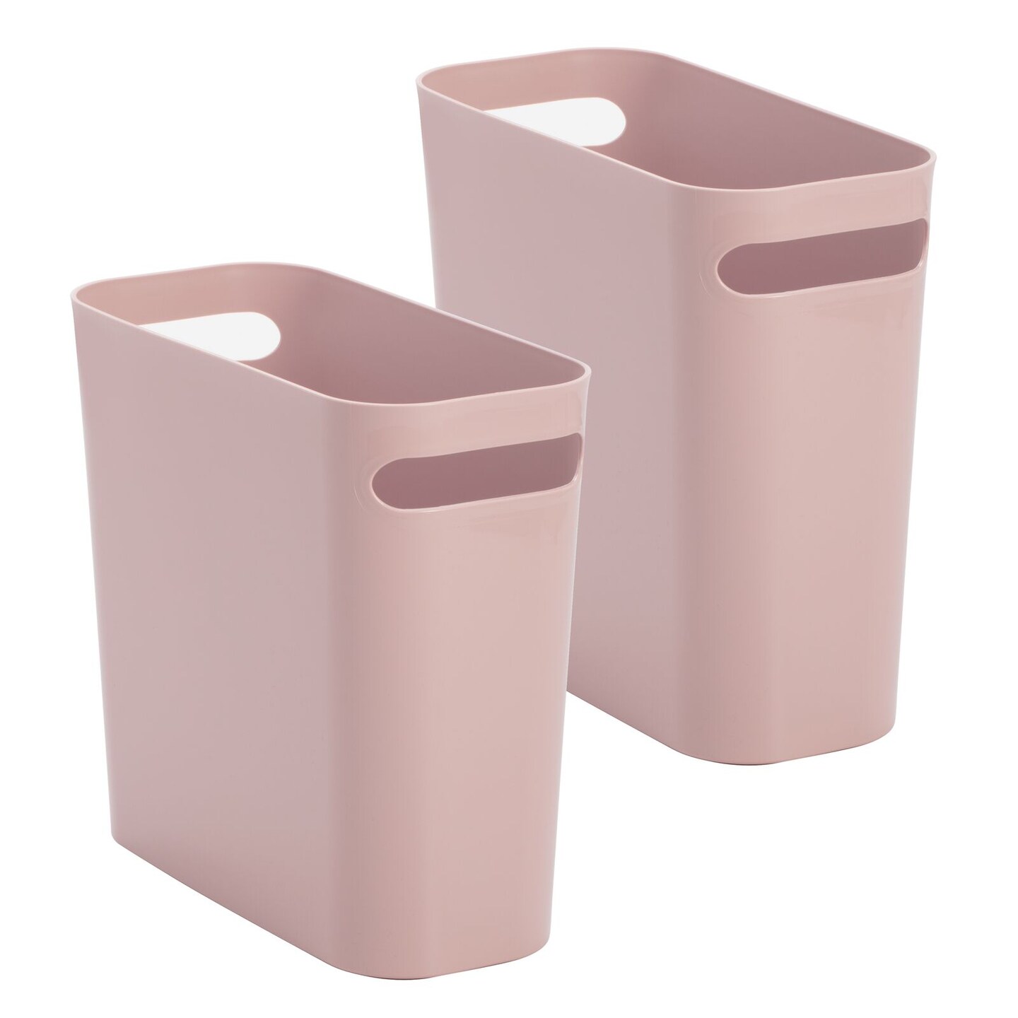 mDesign Slim Plastic Small Trash Can Wastebasket with Handles