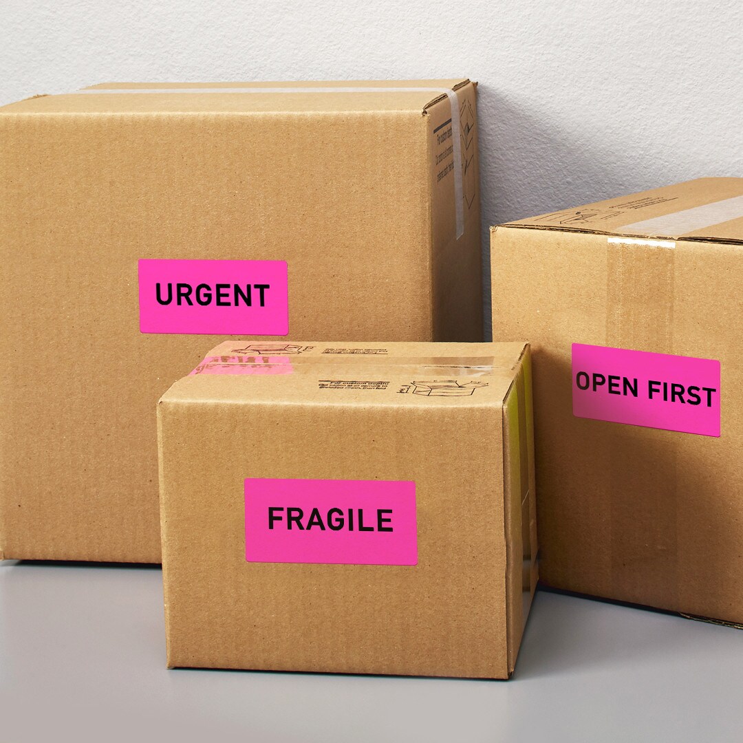 Avery 2&#x22;x 4&#x22; Neon Shipping Labels with Sure Feed, neon Pink labels for Laser Printers, 1,000 Neon Labels (5974)
