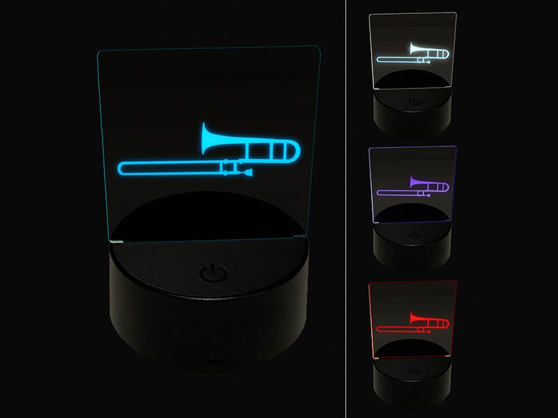 Trombone Music Instrument Silhouette 3D Illusion LED Night Light Sign Nightstand Desk Lamp