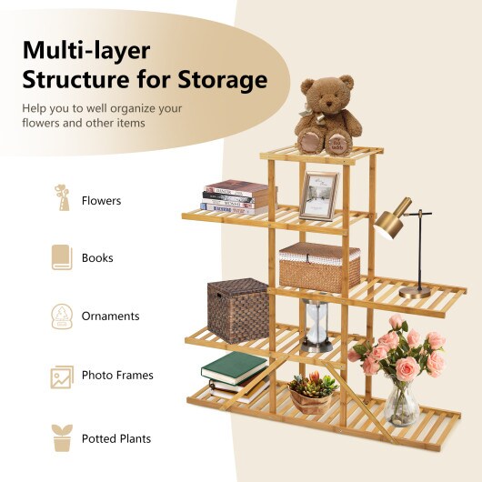 5-tier 10 Potted Bamboo Plant Stand