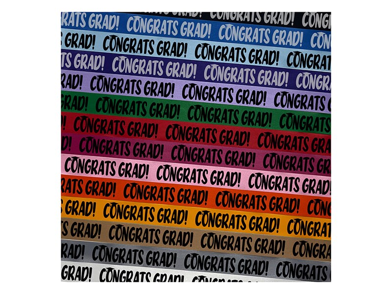 Congrats Grad Graduate Graduation Satin Ribbon for Bows Gift Wrapping - 1&#x22; - 3 Yards