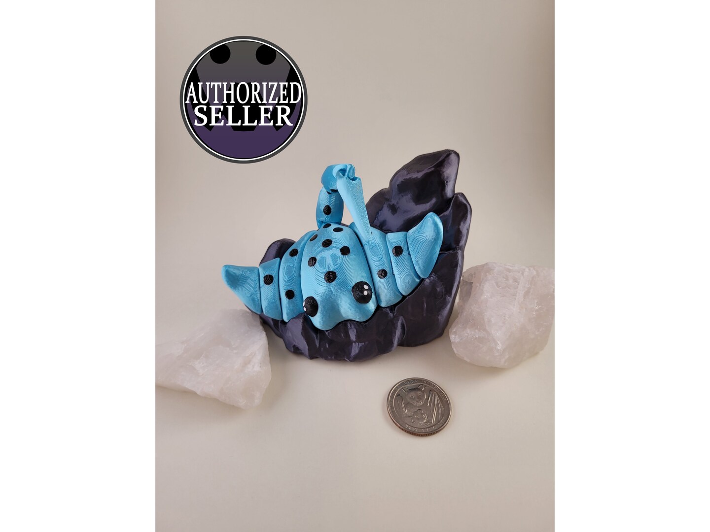 Stingray Articulated Fidget Toy on Display Rock - Manta Ray - 3D Printed product 4