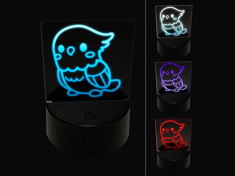 Kawaii Cute Cockatiel Bird 3D Illusion LED Night Light Sign Nightstand Desk Lamp