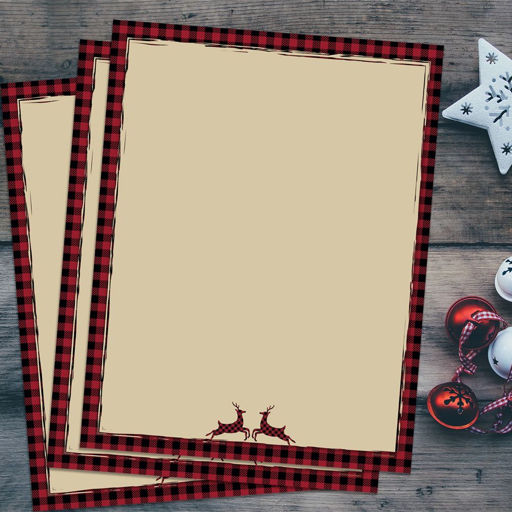 Great Papers! Buffalo Red Reindeer Holiday Stationery Letterhead, 8.5&#x22; x 11&#x22;, Inkjet and Laser Printer Compatible, 80 count