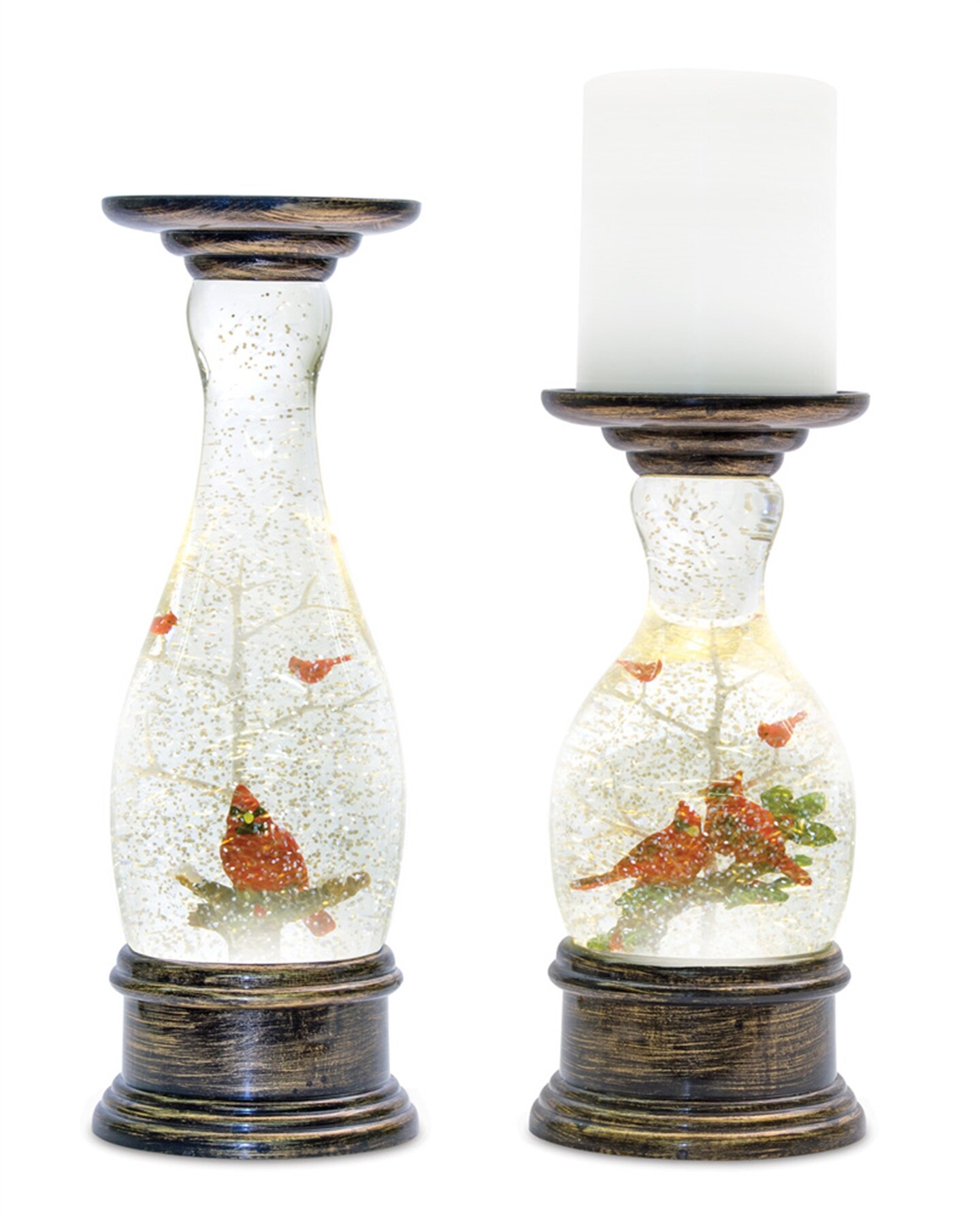 Cardinal Snowglobe Candle Holder (Set of 2)