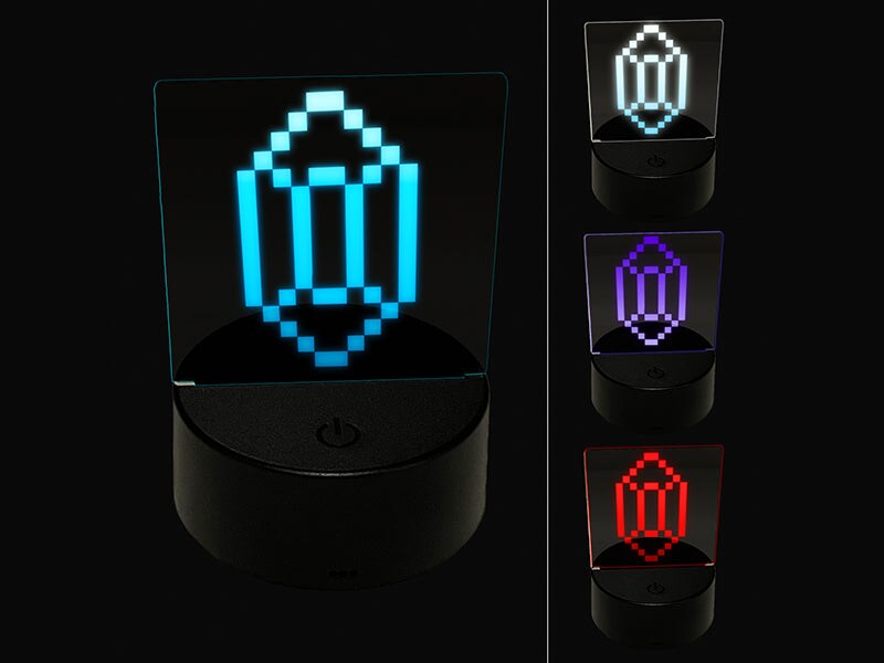 Pixel Gem Diamond Emerald Rupee RPG Game 3D Illusion LED Night Light Sign  Nightstand Desk Lamp | Michaels