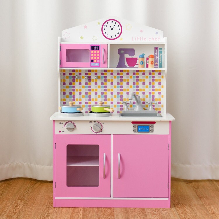Kids Wooden Pretend Kitchen Cooking Playset Ideal Gift for Birthdays or Any Special Occasion