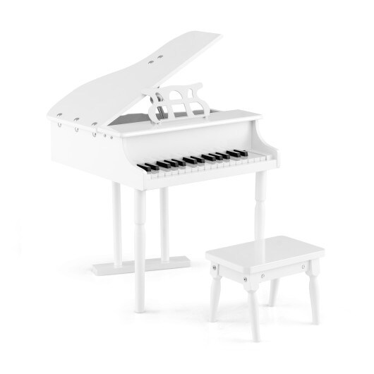 MDF and Birch Kids Classical Piano with Bench, Music Stand and Safe Design