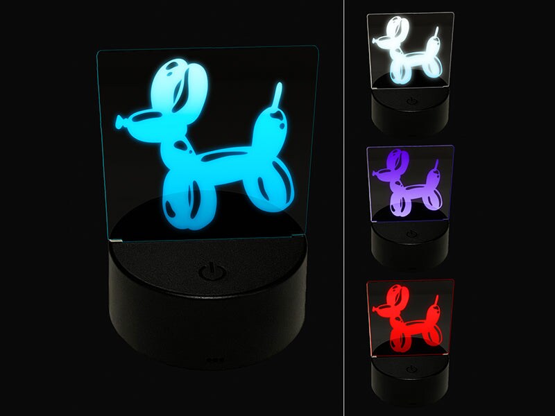 Balloon Animal Dog 3D Illusion LED Night Light Sign Nightstand Desk Lamp