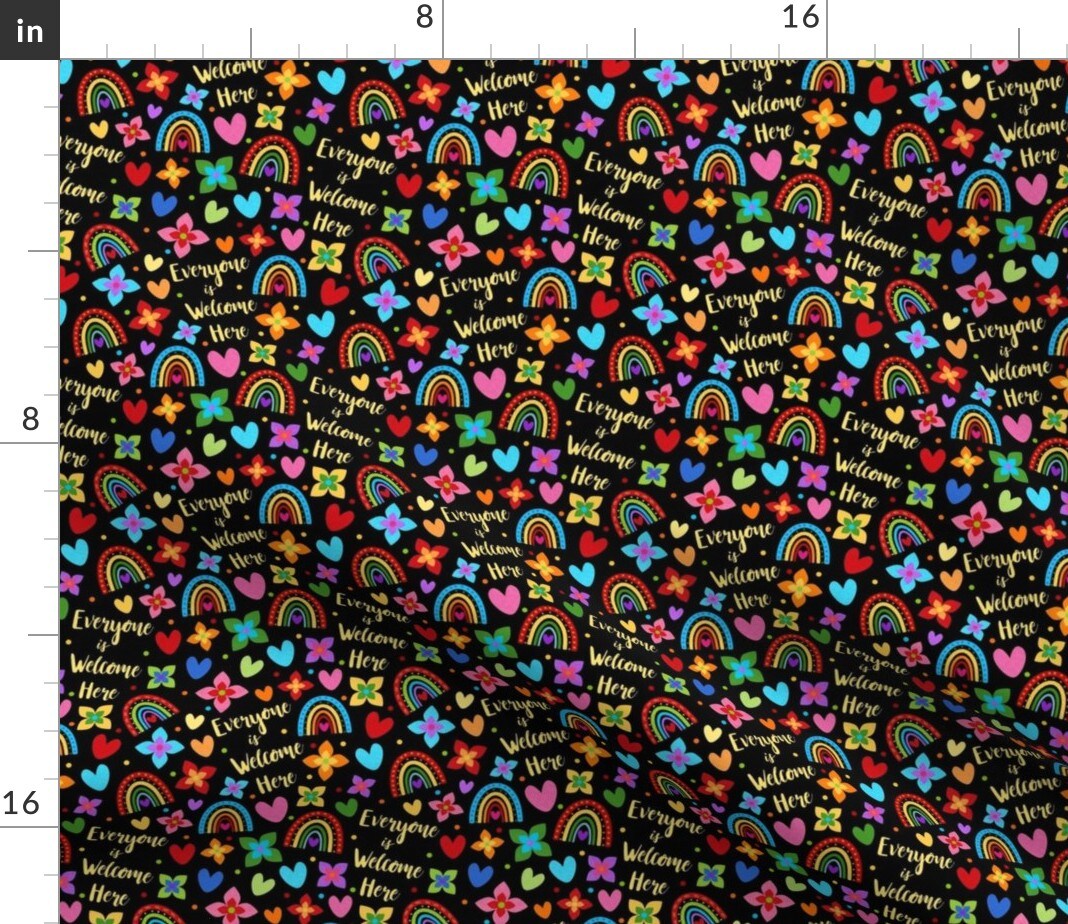 Cute Pride Rainbows Stars Multicolor Floral Welcome Ditsy Small Scale Custom Printed Fabric by Spoonflower Various Fabrics by the Yard or Fat Quarter