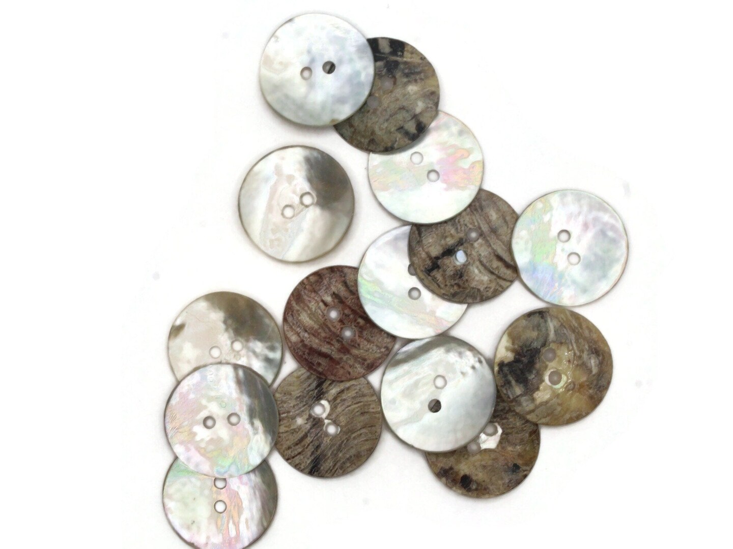 15 20mm Mother of Pearl Natural Shell Round Two Hole Buttons
