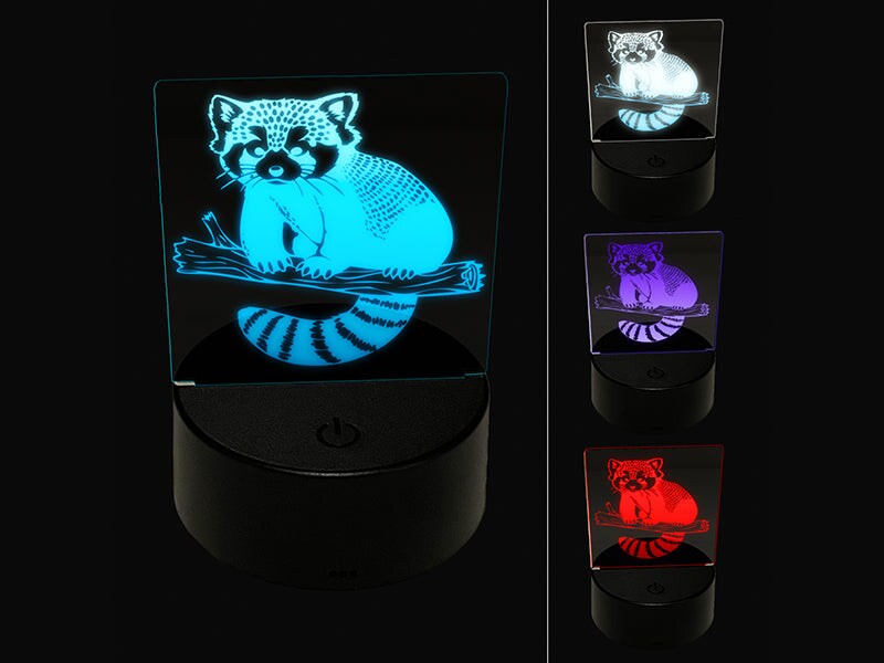 Cute Little Red Panda 3D Illusion LED Night Light Sign Nightstand Desk Lamp