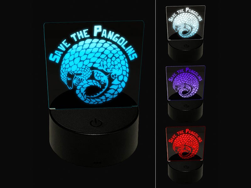 Save the Pangolins Endangered Species 3D Illusion LED Night Light Sign Nightstand Desk Lamp