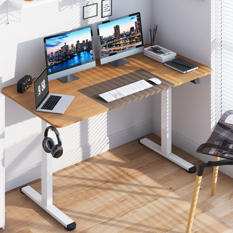 55 Inch Electric Height Adjustable Office Desk with Hook