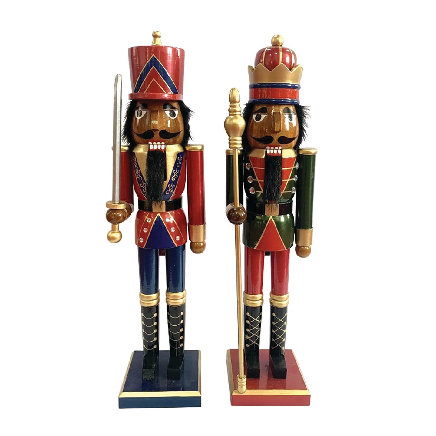 Santa's Workshop Christmas Seasonal Decorative 24" Black King & Guard Nutcracker, Set of 2
