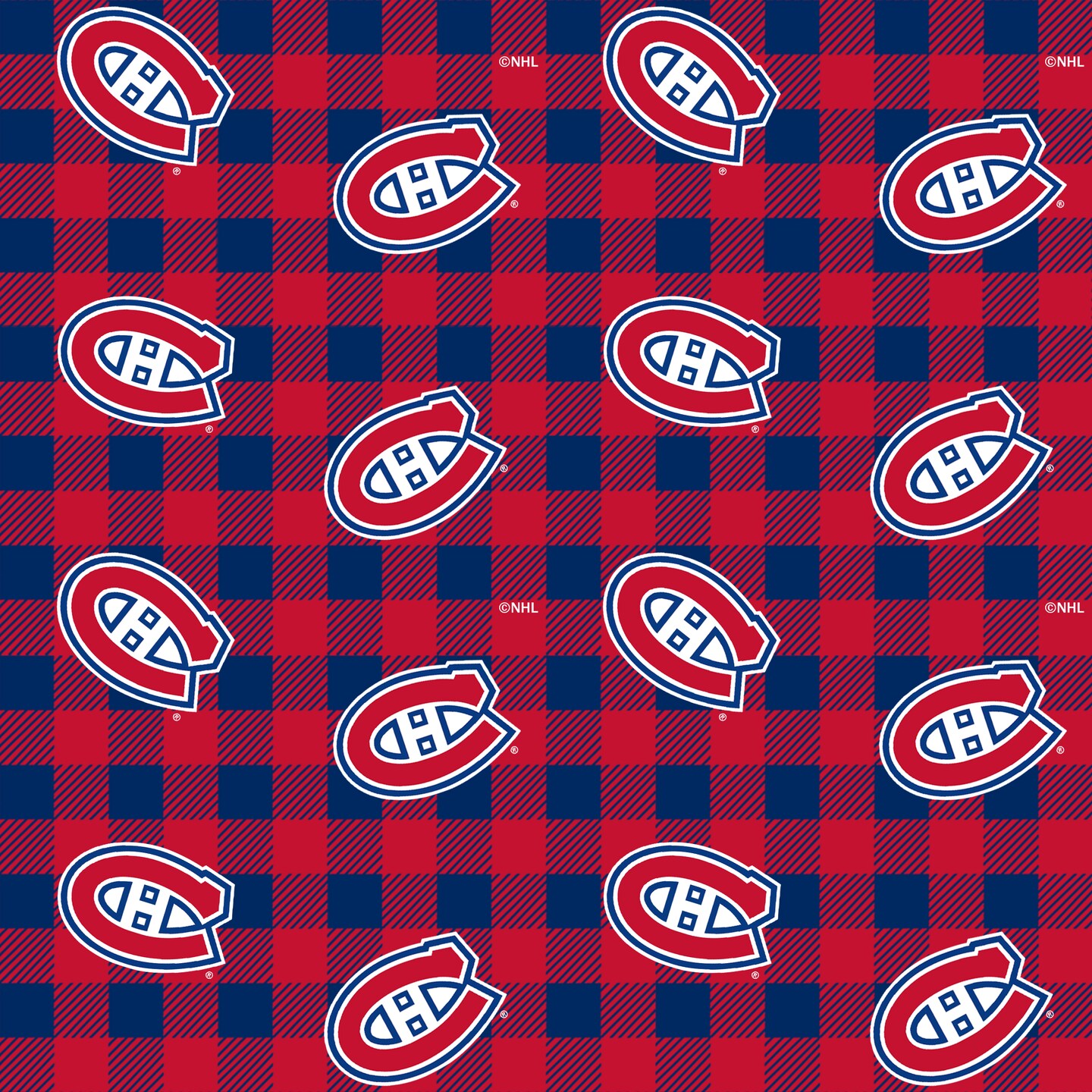 Sykel Enterprises NHL Team Cotton Flannel Fabric-Montreal Canadiens Buffalo Plaid Flannel Fabric