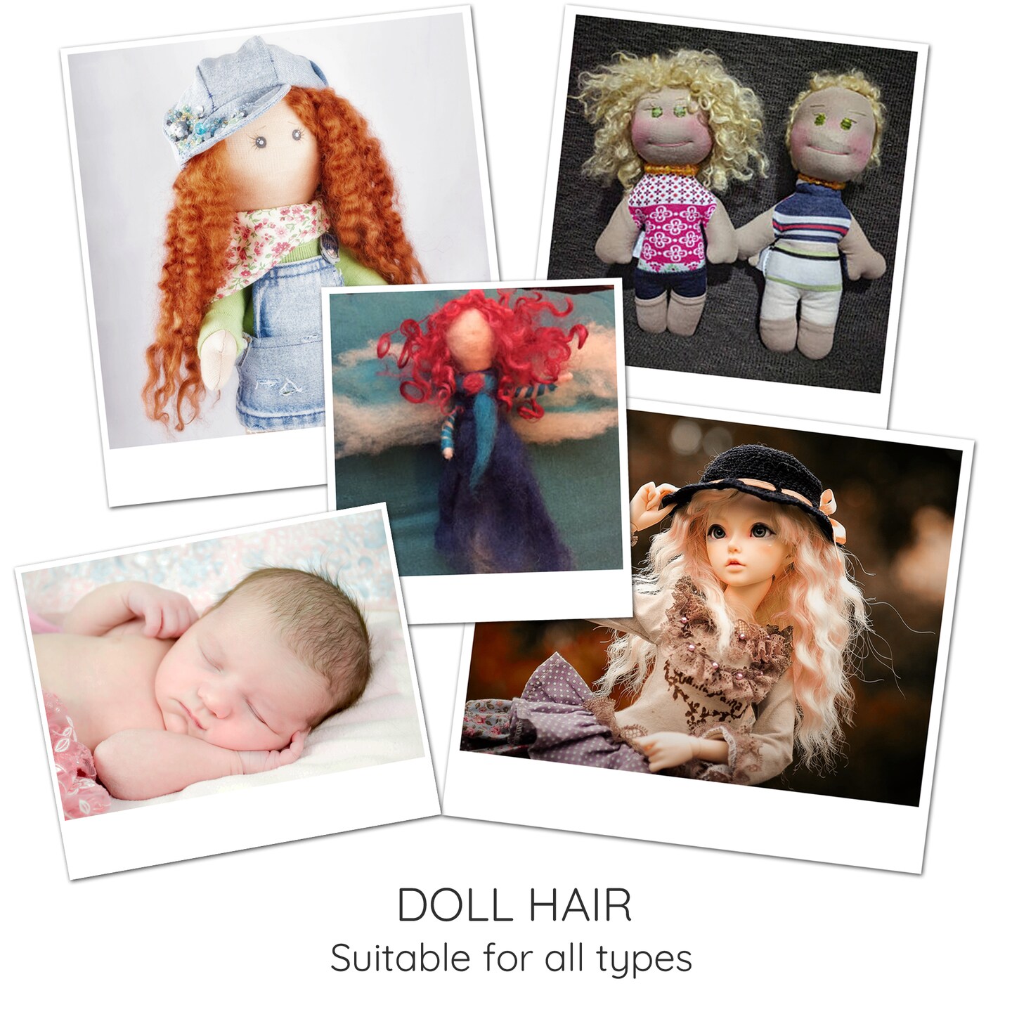 WHITE MOHAIR LOCKS. Organic Hand-Dyed Curly Wool for Rooting Doll Hair, Felting, Blending, Spinning. 1oz