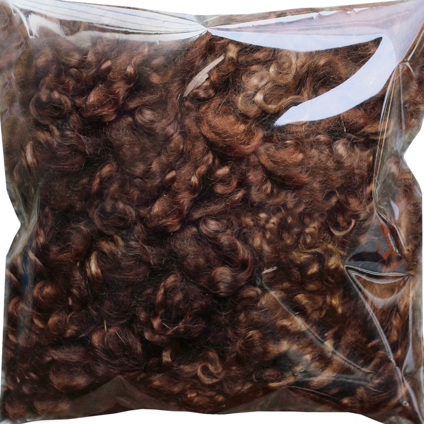 BROWN MOHAIR LOCKS. Organic Hand-Dyed Curly Wool for Rooting Doll Hair, Felting, Blending, Spinning. 1oz