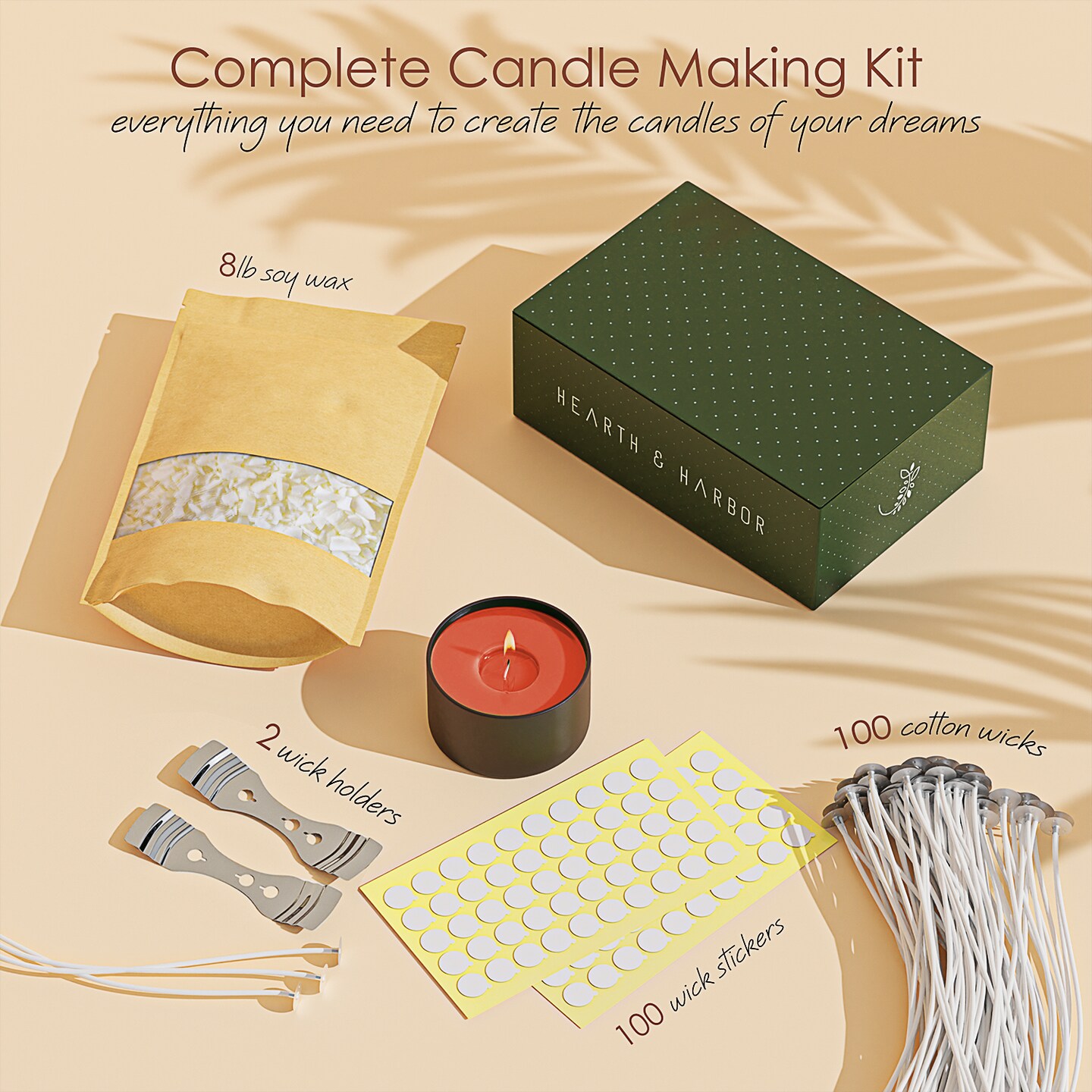 Hearth &#x26; Harbor Natural Soy Candle Wax Accessories Kit