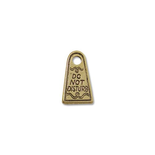Charm for Jewelry Making - Do Not Disturb 18x11mm Pewter Antique Gold Plated (1-Pc)