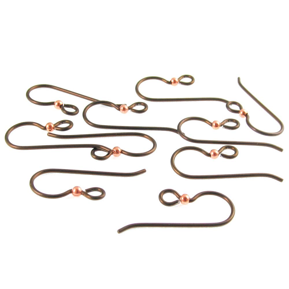 Niobium Copper Ear Wires + 2mm Bright Copper Bead, TierraCast (10 Pieces)