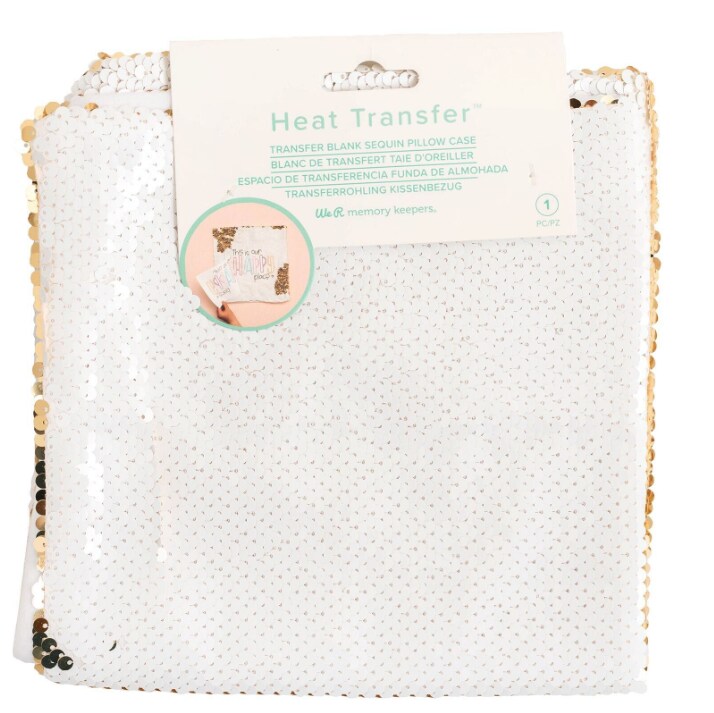 We R Memory Keepers Heat Transfer Blank Sequin Pillow GOLD / White 660379 by American Crafts