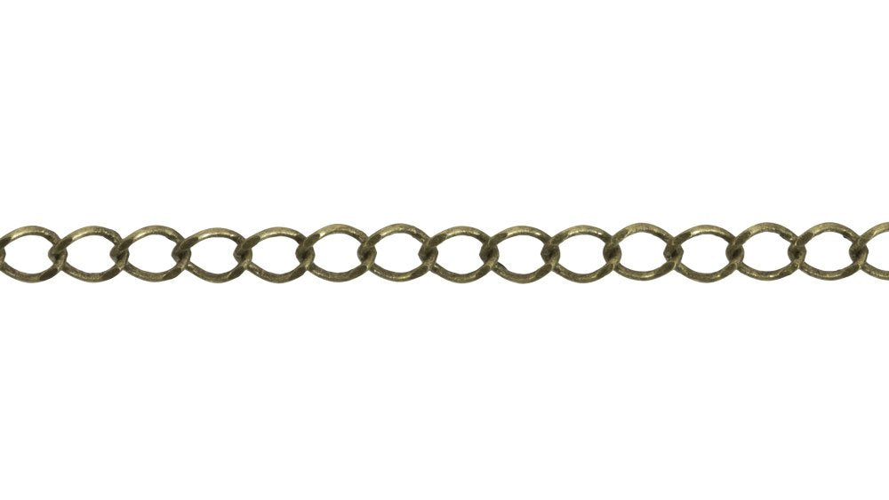 JewelrySupply 4mm Antique Brass Pltaed Curb Chain (Priced per Foot)