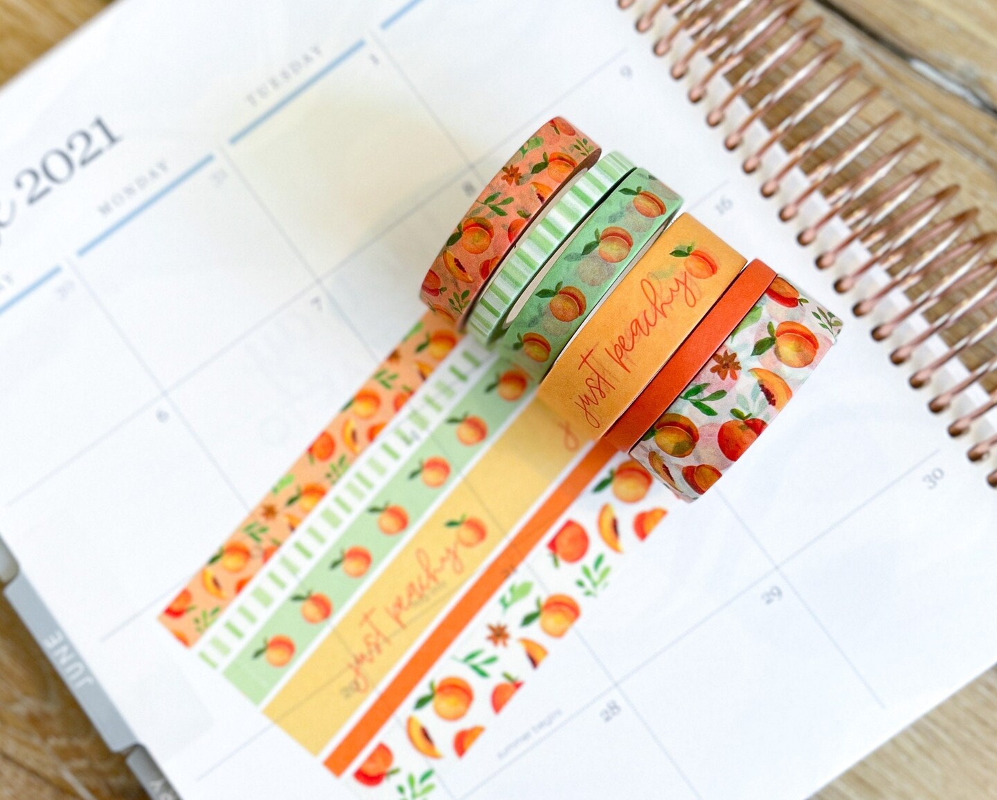 Peaches Spring &#x26; Summer Orange &#x26; Green Washi Tape Set (#W023)
