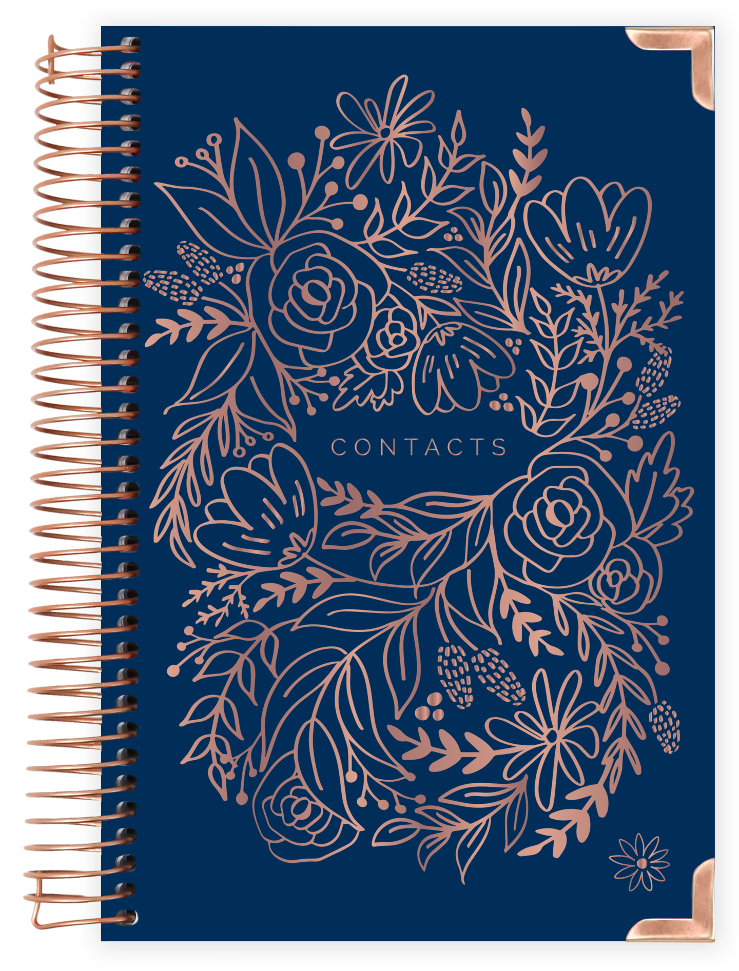 bloom daily planners Contact Book, 6&#x22; x 8.25&#x22;, Navy Embroidery