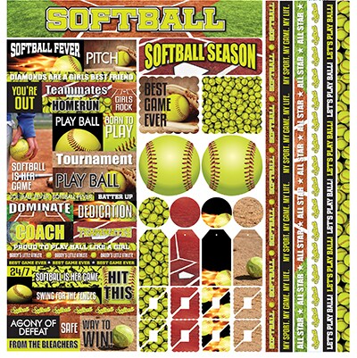 Reminisce Softball Multi Stickers