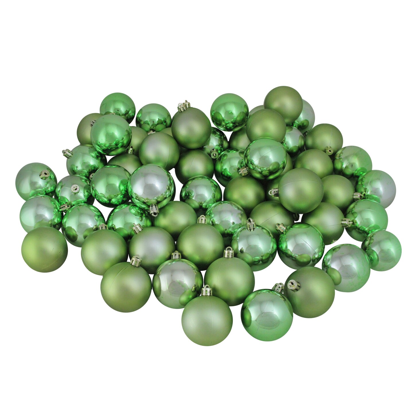 Northlight 60ct Sage Green Shatterproof 2-Finish Christmas Ball Ornaments 2.5&#x22; (60mm)