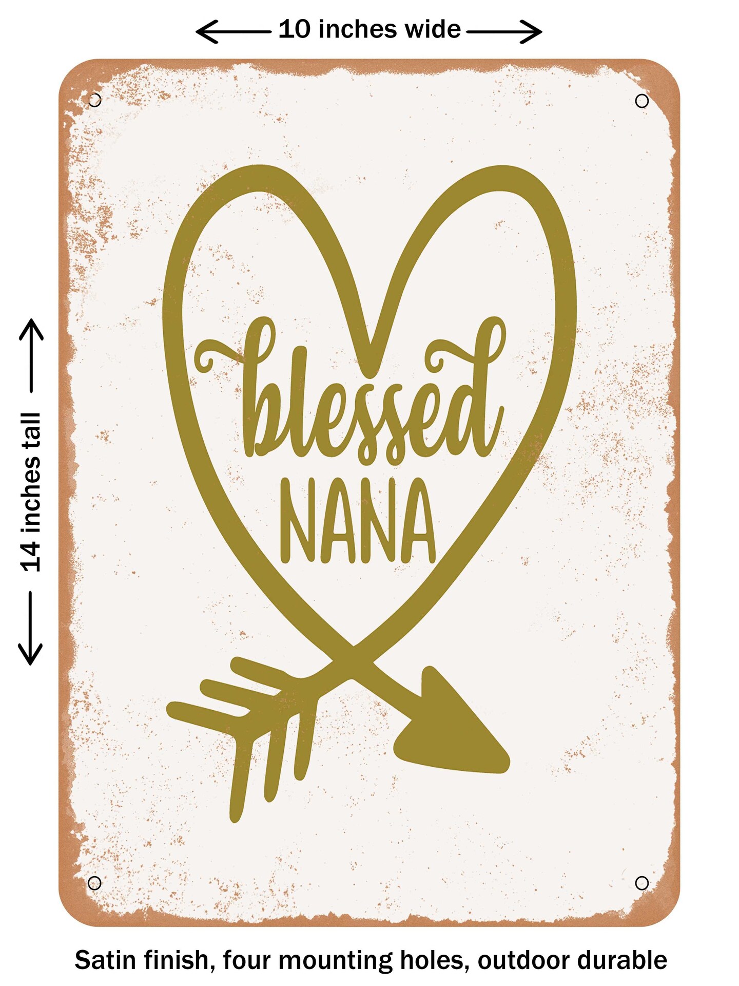 DECORATIVE METAL SIGN - Blessed Nana - 3  - Vintage Rusty Look
