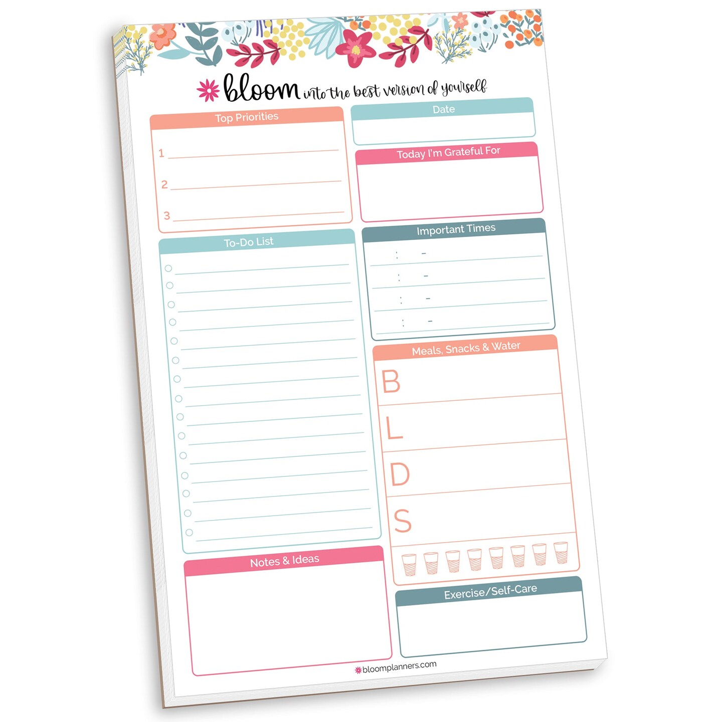 bloom daily planners Planning Pad, 6&#x22; x 9&#x22;, Daily Planning System, Floral Dots