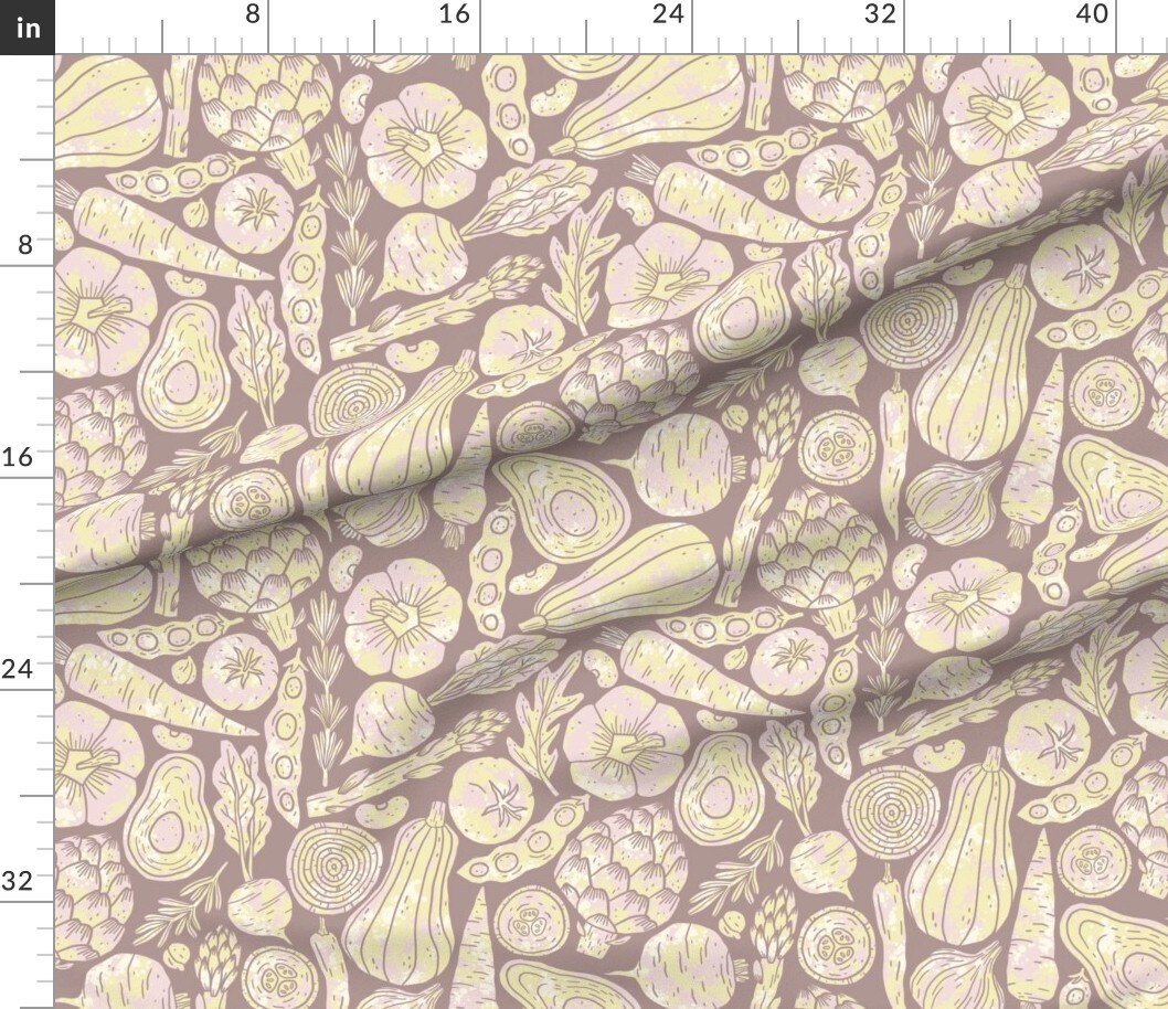 Petal Signature Cotton by the Yard or Fat Quarter Illustrative Pastel Pale Pink Light Yellow Custom Printed Fabric by Spoonflower